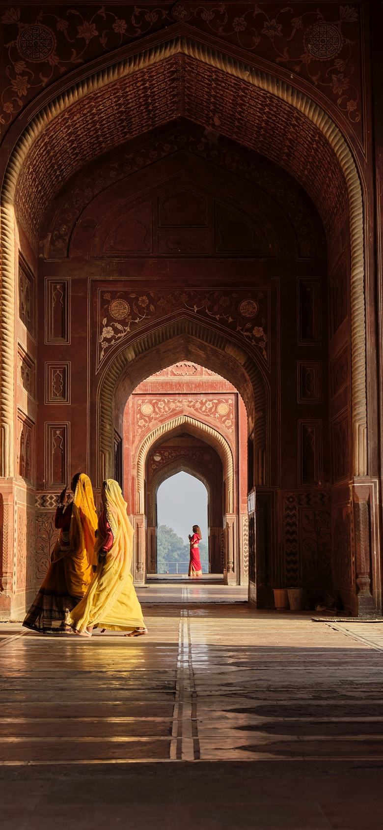 Red sandstone arches of a Mughal hall